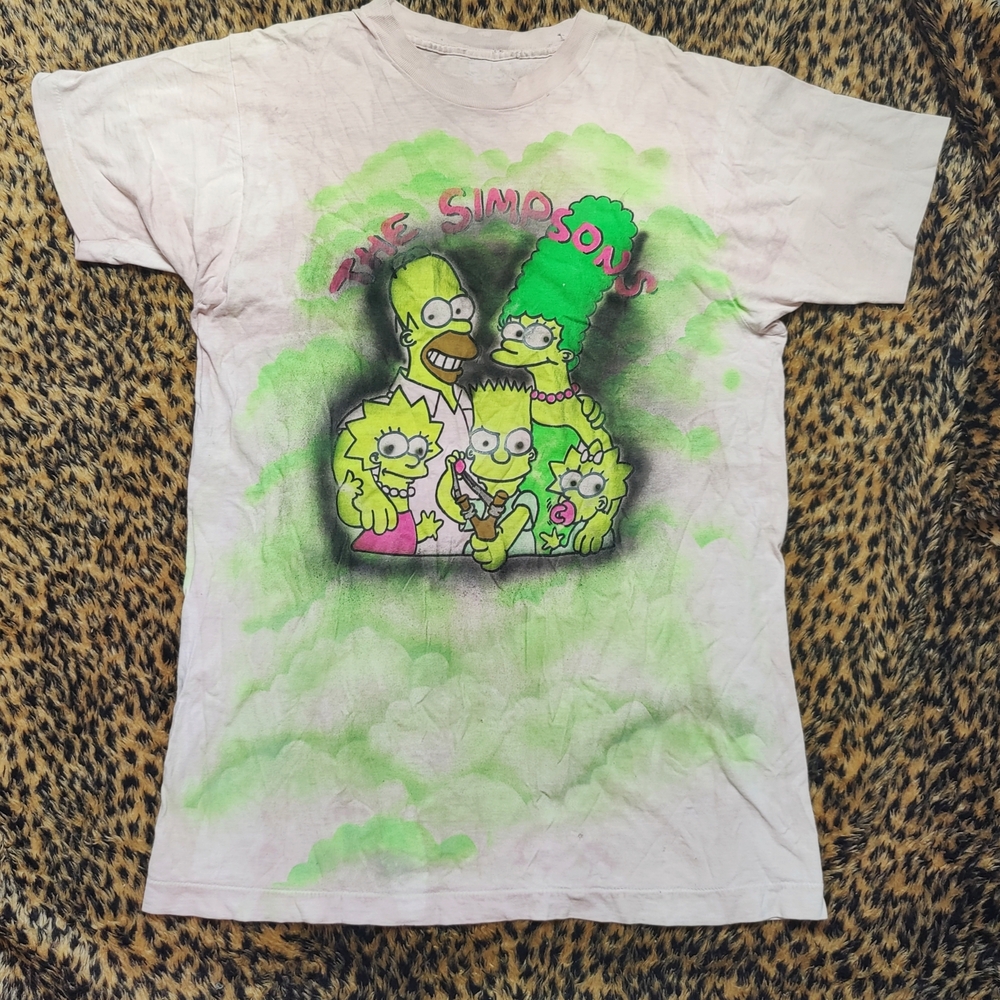 Distressed The Simpsons 90s Airbrush Vintage Graphic Tee Shirt